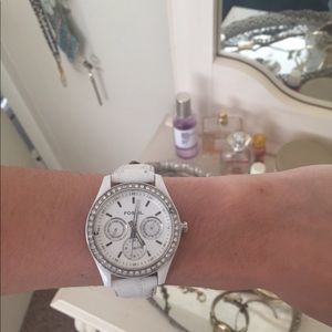 White Leather Fossil Watch - Women’s